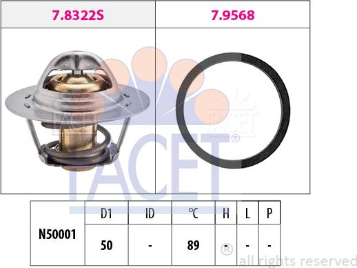 FACET 7.8322 - Термостат, охладителна течност vvparts.bg