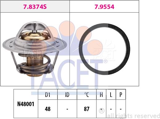 FACET 7.8374 - Термостат, охладителна течност vvparts.bg