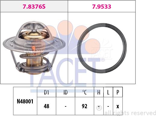 FACET 7.8376 - Термостат, охладителна течност vvparts.bg