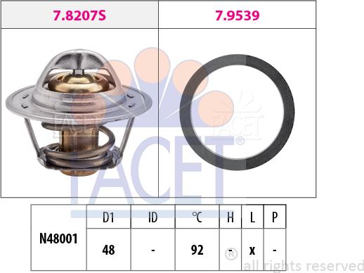 FACET 7.8295 - Термостат, охладителна течност vvparts.bg