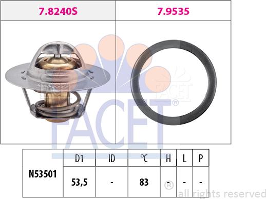 FACET 7.8293 - Термостат, охладителна течност vvparts.bg