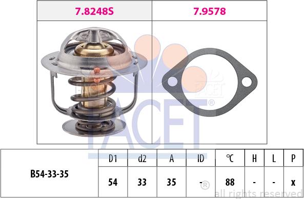 FACET 7.8248 - Термостат, охладителна течност vvparts.bg