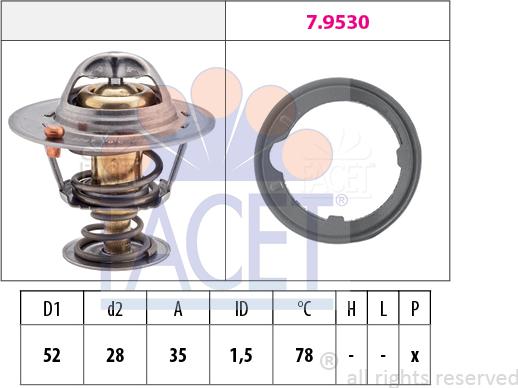 FACET 7.8267 - Термостат, охладителна течност vvparts.bg