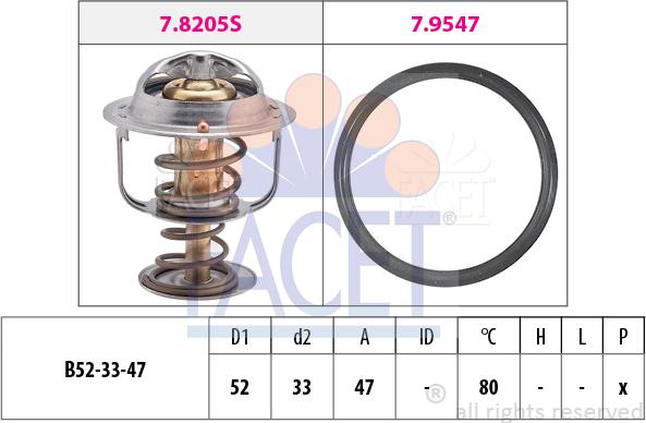 FACET 7.8205 - Термостат, охладителна течност vvparts.bg