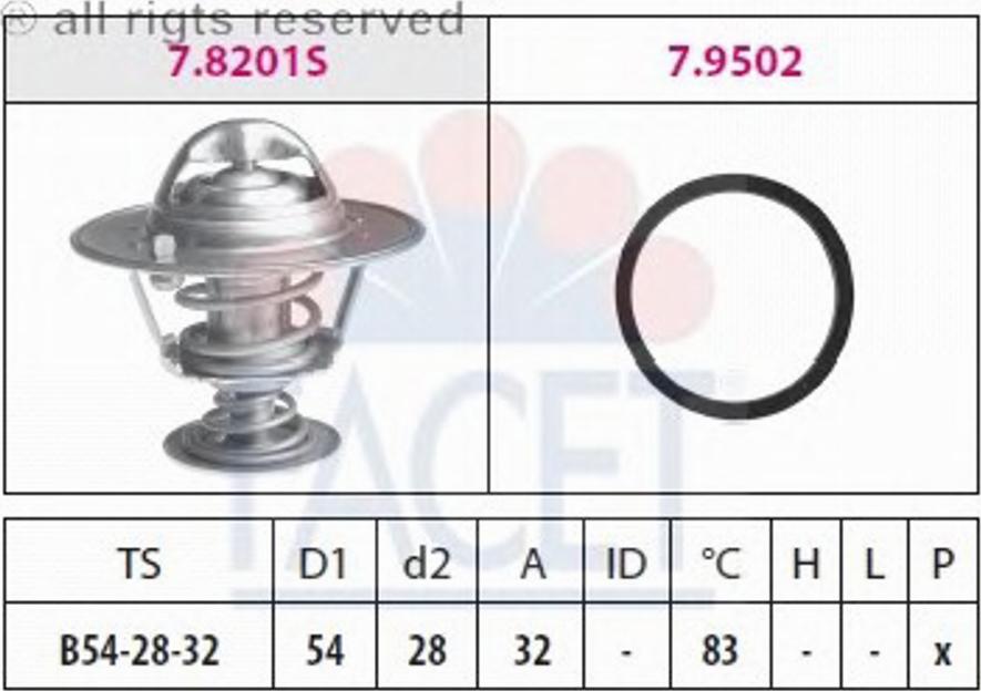 FACET 7.8201 - Термостат, охладителна течност vvparts.bg