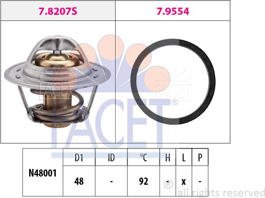 FACET 7.8207 - Термостат, охладителна течност vvparts.bg