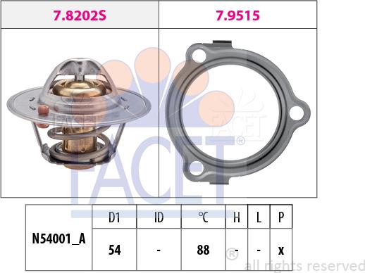 FACET 7.8234 - Термостат, охладителна течност vvparts.bg