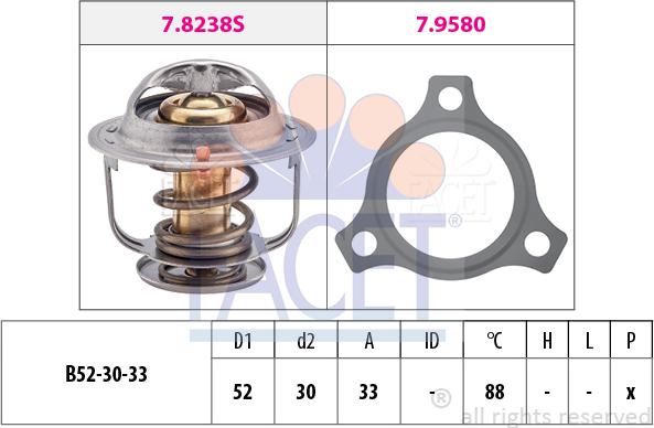 FACET 7.8238 - Термостат, охладителна течност vvparts.bg