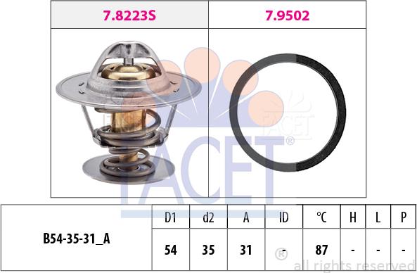 FACET 7.8278 - Термостат, охладителна течност vvparts.bg