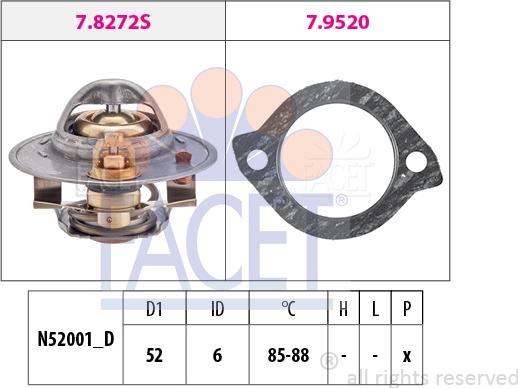 FACET 7.8272 - Термостат, охладителна течност vvparts.bg