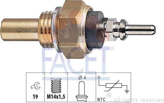 FACET 7.3088 - Датчик, температура на охладителната течност vvparts.bg