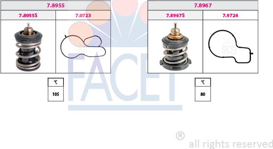 FACET 7.7986KK - Термостат, охладителна течност vvparts.bg