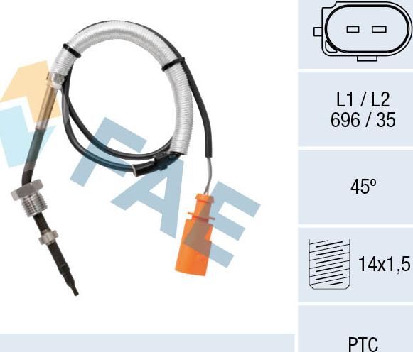 FAE 68058 - Датчик, температура на изгорелите газове vvparts.bg