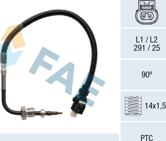 FAE 68053 - Датчик, температура на изгорелите газове vvparts.bg