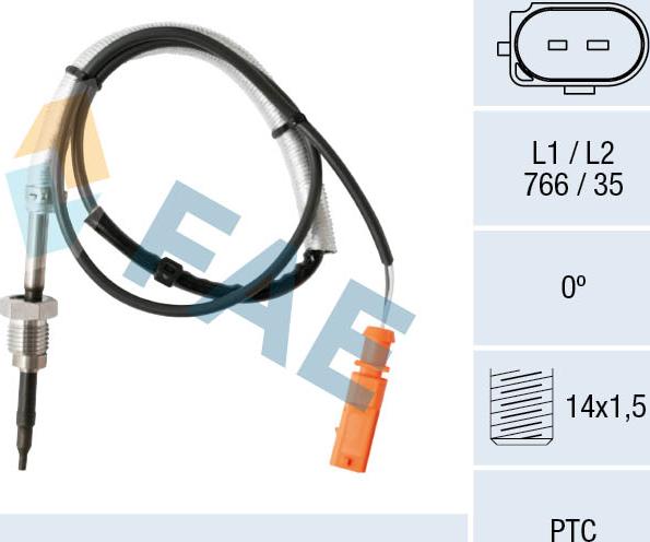 FAE 68005 - Датчик, температура на изгорелите газове vvparts.bg