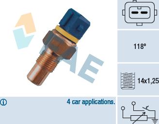 FAE 34050 - Датчик, температура на охладителната течност vvparts.bg