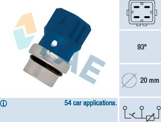 FAE 34330 - Датчик, температура на охладителната течност vvparts.bg