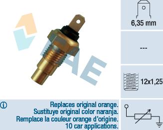 FAE 31520 - Датчик, температура на охладителната течност vvparts.bg