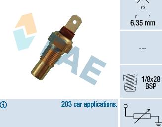 FAE 31570 - Датчик, температура на охладителната течност vvparts.bg