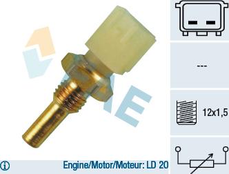 FAE 33040 - Датчик, температура на охладителната течност vvparts.bg