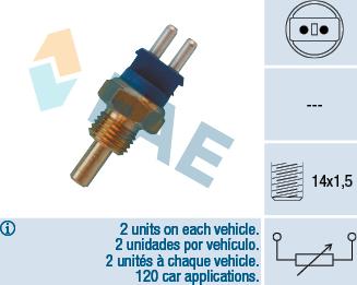 FAE 32580 - Датчик, температура на охладителната течност vvparts.bg