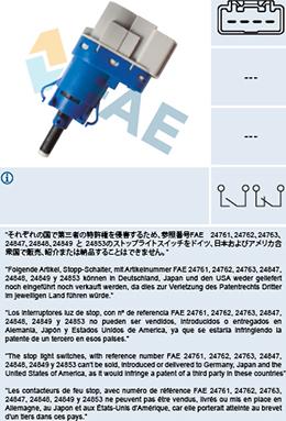 FAE 24849 - Ключ за спирачните светлини vvparts.bg