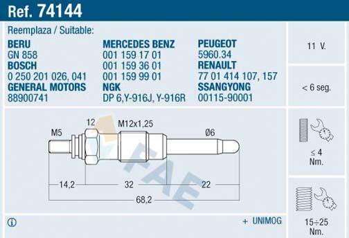 FAE 74144 - Подгревна свещ vvparts.bg