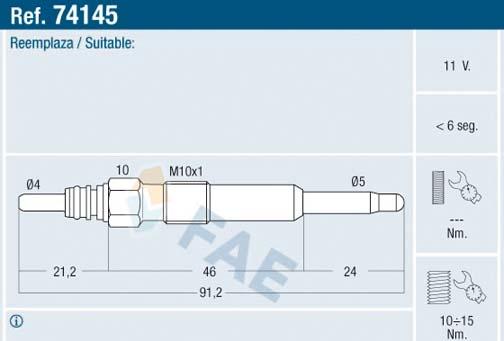 FAE 74145 - Подгревна свещ vvparts.bg