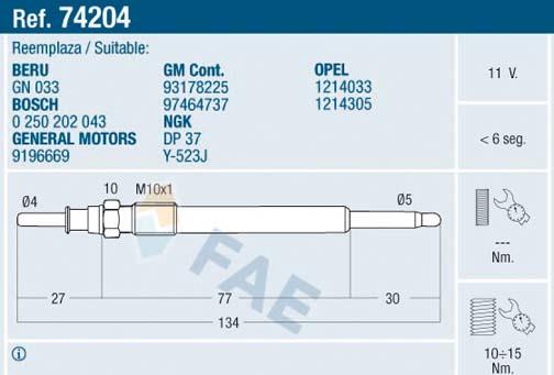 FAE 74204 - Подгревна свещ vvparts.bg