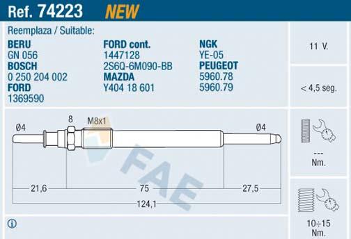 FAE 74223 - Подгревна свещ vvparts.bg