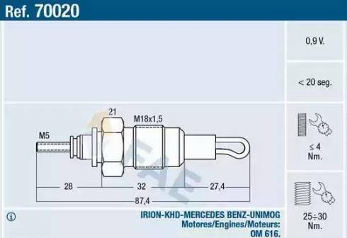 FAE 70020 - Подгревна свещ vvparts.bg