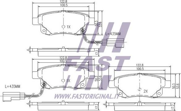 Fast FT29523 - Комплект спирачно феродо, дискови спирачки vvparts.bg