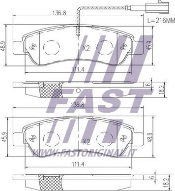 Fast FT29098 - Комплект спирачно феродо, дискови спирачки vvparts.bg