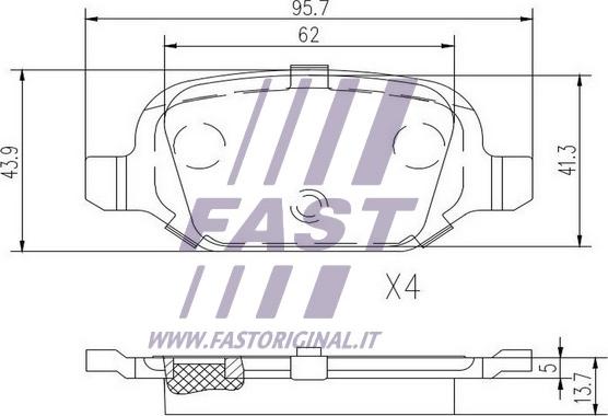 Fast FT29162 - Комплект спирачно феродо, дискови спирачки vvparts.bg