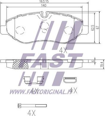 Fast FT29135 - Комплект спирачно феродо, дискови спирачки vvparts.bg