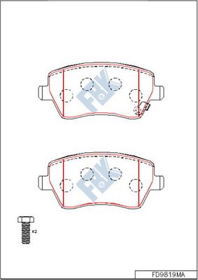 FBK FD9819MA - Комплект спирачно феродо, дискови спирачки vvparts.bg