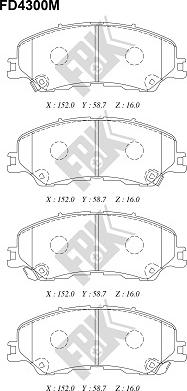 FBK FD4300M - Комплект спирачно феродо, дискови спирачки vvparts.bg