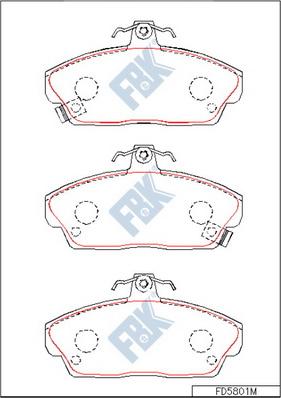 FBK FD5801M - Комплект спирачно феродо, дискови спирачки vvparts.bg