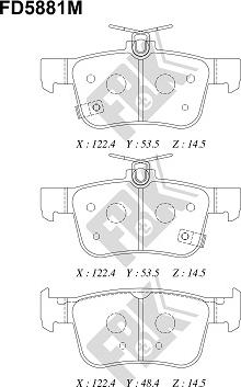 FBK FD5881M - Комплект спирачно феродо, дискови спирачки vvparts.bg