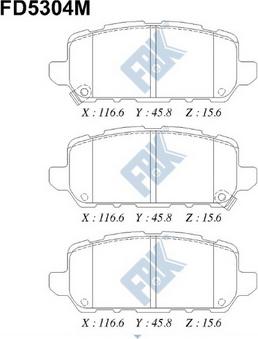 FBK FD5304M - Комплект спирачно феродо, дискови спирачки vvparts.bg