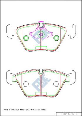 FBK FD14017S - Комплект спирачно феродо, дискови спирачки vvparts.bg