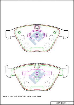 FBK FD14034S - Комплект спирачно феродо, дискови спирачки vvparts.bg