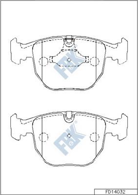 FBK FD14032 - Комплект спирачно феродо, дискови спирачки vvparts.bg