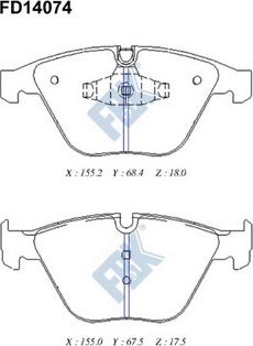 FBK FD14074 - Комплект спирачно феродо, дискови спирачки vvparts.bg