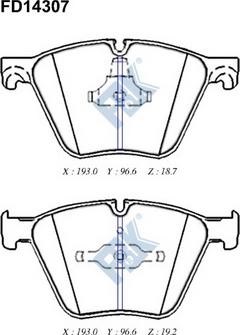 FBK FD14307 - Комплект спирачно феродо, дискови спирачки vvparts.bg