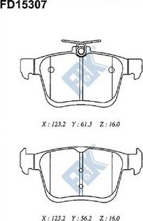 FBK FD15307 - Комплект спирачно феродо, дискови спирачки vvparts.bg