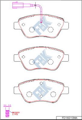 FBK FD16010MA - Комплект спирачно феродо, дискови спирачки vvparts.bg