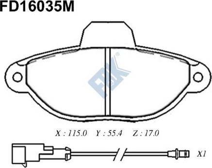 FBK FD16035M - Комплект спирачно феродо, дискови спирачки vvparts.bg