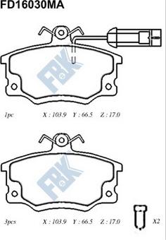FBK FD16030MA - Комплект спирачно феродо, дискови спирачки vvparts.bg