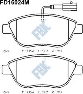 FBK FD16024M - Комплект спирачно феродо, дискови спирачки vvparts.bg